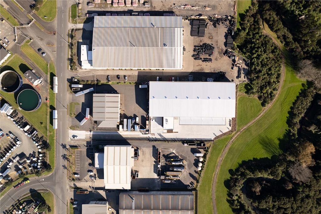 Arial View of a Large Industrial Warehouse Built by Aintree Group for Milligans