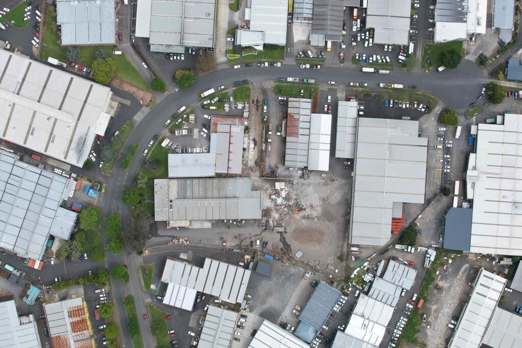 Arial Photo of a Large Warehouse in Industrial Zone Built By Aintree For IBS Before Construction Started