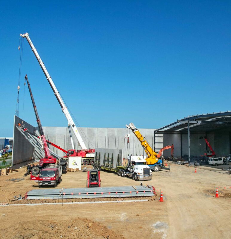 Healthy n Fresh Feature Square Healthy n Fresh Warehouse construction showing cranes, trucks & various machinery