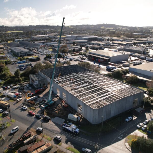 Drone shot Above Takanini, Auckland Warehouse Facility built by Aintree Group Ltd