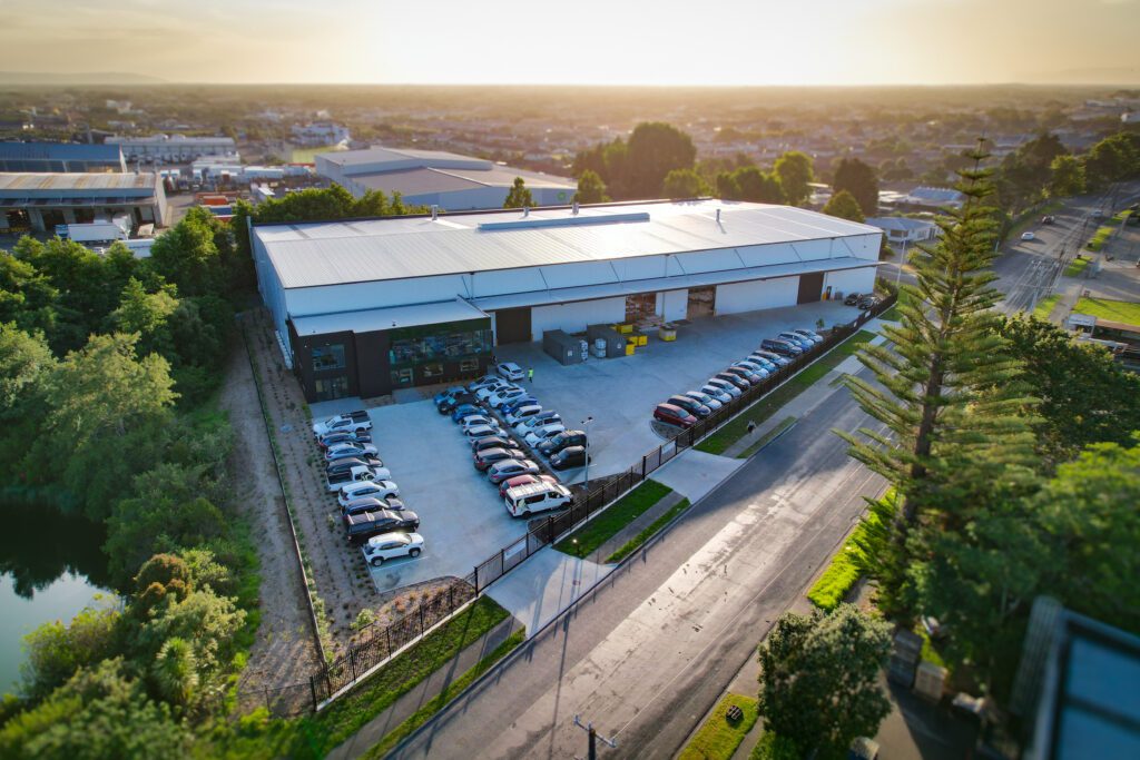 Drone shot Above Takanini, Auckland Warehouse Facility built by Aintree Group Ltd